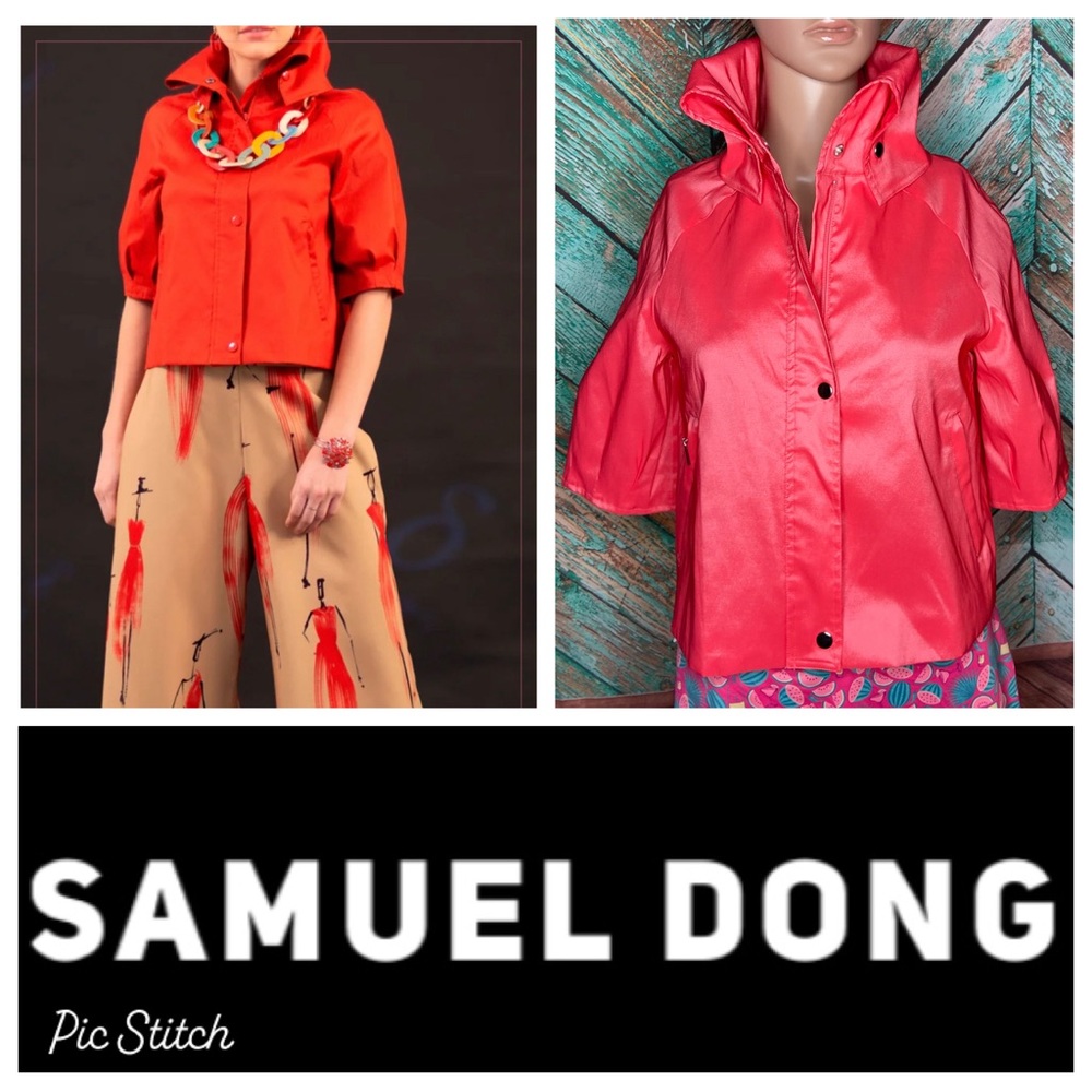 Samuel Dong Dupioni Water Resistant Cropped Coral… - image 1